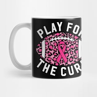 Play For A Cure Football Breast Cancer Awareness Support Leopard Print Sport Mug